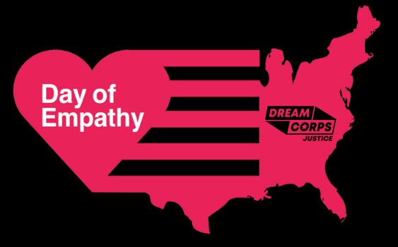 pink day of empathy logo on black background