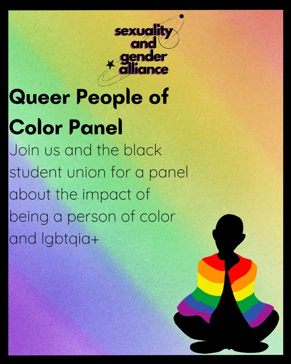 Hello folks!!
Tonight will be our queer people of color panel at 7pm. Hope to see you there!

Please note that for future meetings we will be using Discord instead of Skype.

Meeting link: discord.gg/6j2DSvMJ