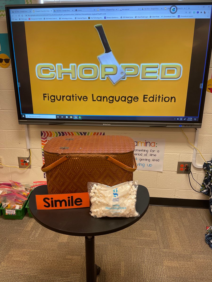 LibrarianMrsL's tweet photo. 4th grade rocked our “Chopped: Figurative Language” game today!  Our “chefs” created amazing dishes with our basket ingredients! I was so impressed with their writing and creativity! Thanks @DrakeGes for such a fun Monday! https://t.co/vbsMiAcLNY