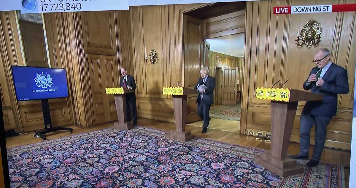 JuliaHB1's tweet image. Be under no illusion. The man in the middle cannot make *any* decisions on lockdown rules unless the two men on either side agree to back that decision in public. The advisers have become the decision makers. I don't remember voting for Whitty or Vallance. Do you?