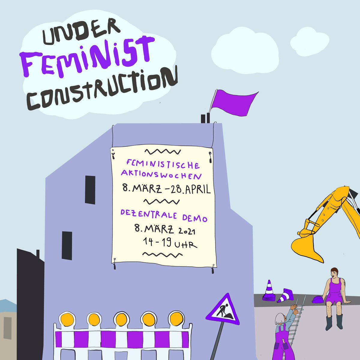 AsabRuhr's tweet photo. Es ist soweit: die #feministischenAktionswochen #Bochum gehen unter dem Motto „Under feminist construction“ in eine neue Runde! Mehr Infos folgen, schaut auch bei @frauenkampfbo vorbei! 💜✊ https://t.co/skuW8YfBCo
