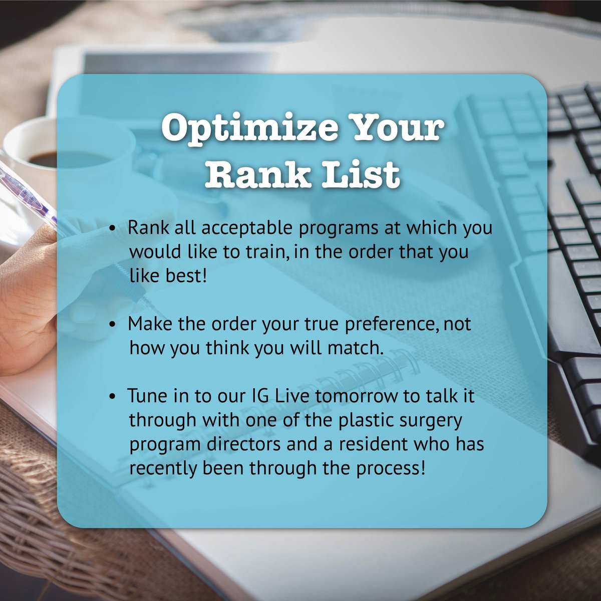 Match day is around the corner... 🎉 tune in to our IG Live session on “How to Prepare a Rank List” TOMORROW, Feb. 23 at 4 pm PST/7 pm EST #MatchDay2021 #plasticsurgerymatch <a href="/DrAmberLeis/">DrAmberLeis</a> <a href="/SCzerniecki/">Stefan Czerniecki</a>