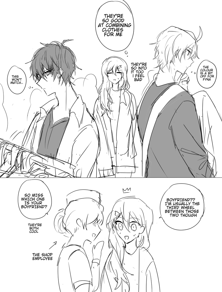 [OC] fyna has fashion disaster so she asks kleine and seth to help her buy some clothes (vero is mia) 