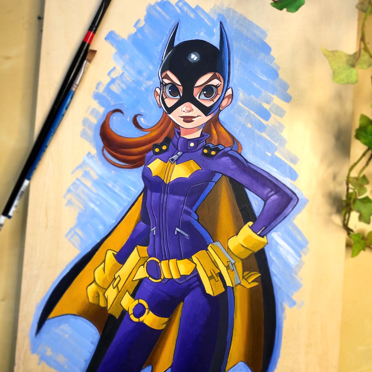 Finished up my Batgirl painting! 🦇 🎨 oil on wood panel, 12x16.
#batgirl #oilpaint #painting #traditionalart #comicbookart #watersolubleoils #artist #cartoon #leyendecker #art #artistsoninstagram