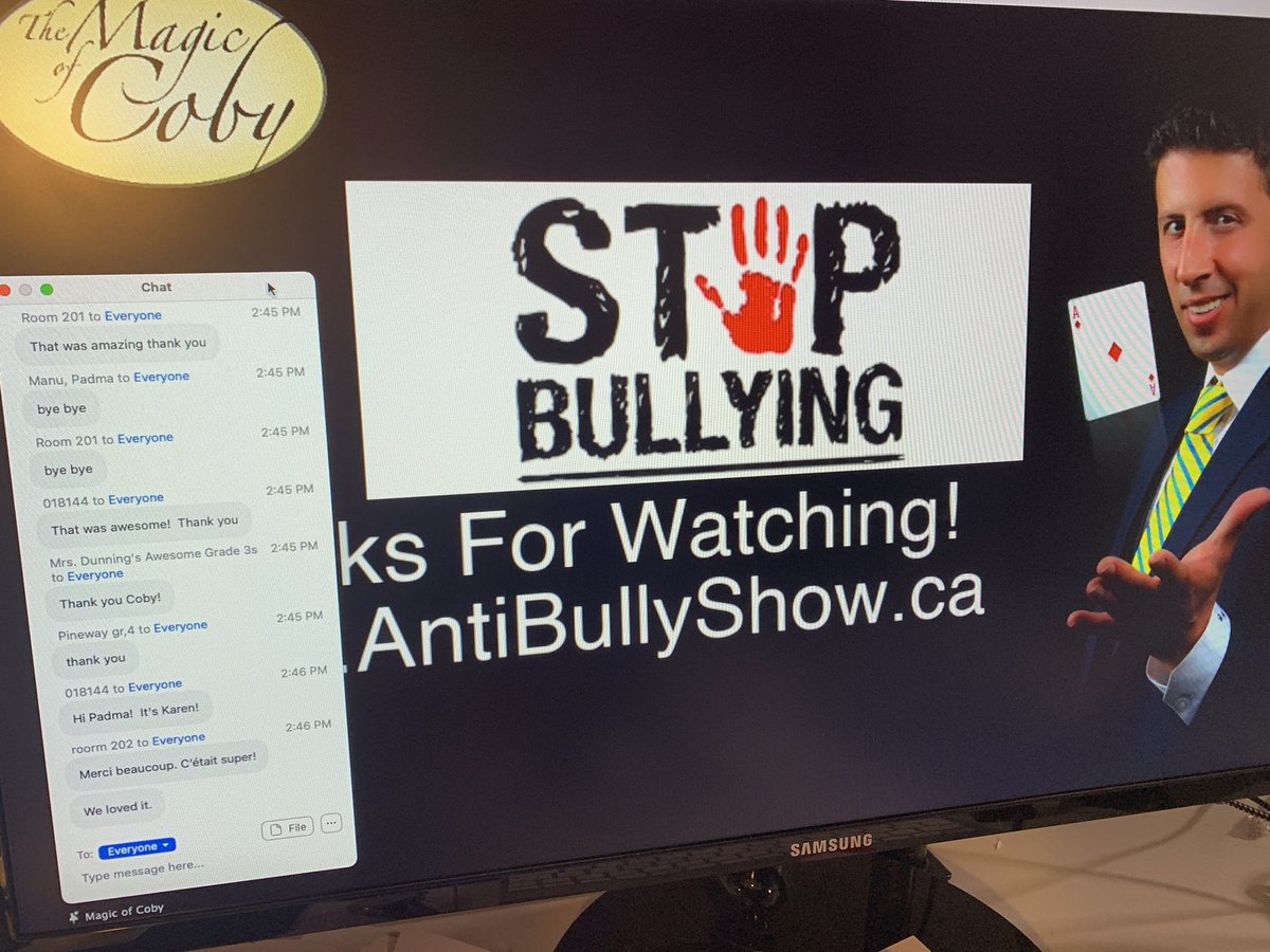 Thank you <a href="/PinewayPS/">Pineway PS</a> <a href="/TDSB_Cliffwood/">Cliffwood PS</a> for having me present the Virtual Anti-Bully Magic Show! It was a fun bunch!