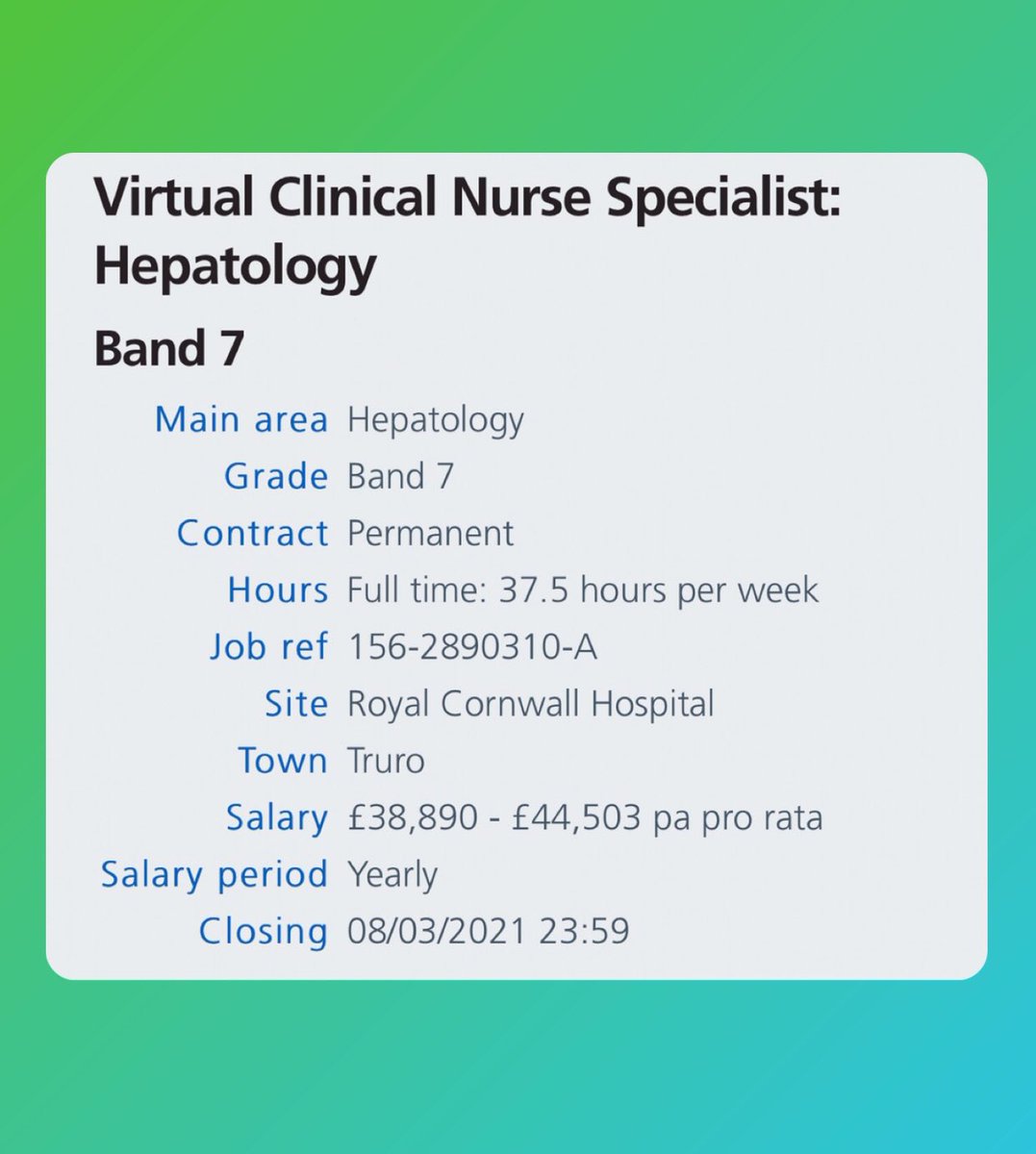 🌏🌿Are you ready to be RCHTs first VIRTUAL Hepatology Clinical Nurse Specialist? Let’s break the boundaries and change healthcare to make a Sustainable NHS &amp; virtual new world!🌏🌿#videoclinic #carbonreduction 
<a href="/Rozdavies3/">Rozdavies</a> <a href="/liz_farrington/">liz farrington</a> @Thomlafferty <a href="/KerryEldridge1/">Kerry Eldridge</a> <a href="/kimvon_o/">Kim O'Keeffe - BEM</a>