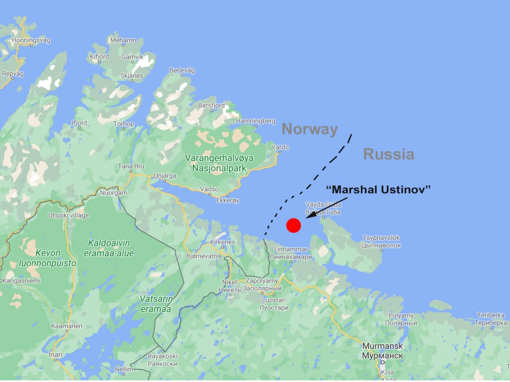 Large Russian warship currently sailing very close to Norway up north. Such naval activity west of the Fishermen Peninsula is not seen since Soviet times. thebarentsobserver.com/en/security/20… #NorthernFleet