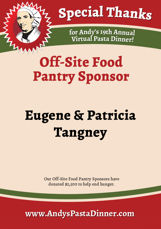 andyspasta's tweet photo. Thank you to our Off-Site Food Pantry sponsor Eugene &amp; Patricia Tangney! #apd2021 https://t.co/u1N3nmOki4