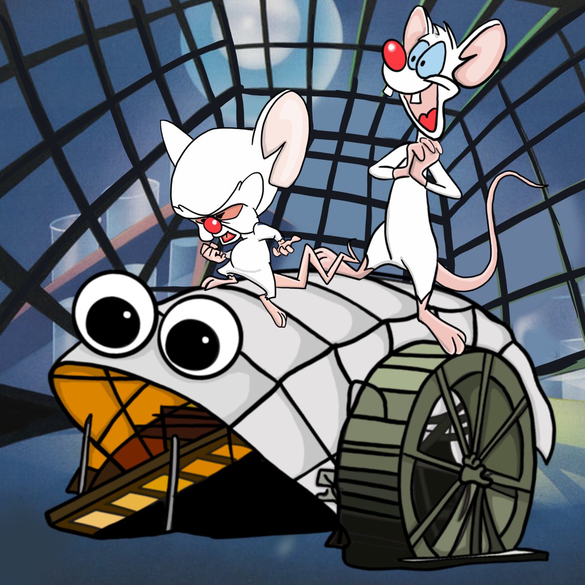 Pinky: Gee, Brain, what do you want to do tonight? Brain: The same thing we do every night, Pinky - try to take over the world! Mr. Trash Wheel: I was pondering another plan... try to clean the world!