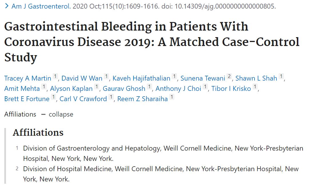 GI bleeding occurs in 2–13% of patients hospitalized with COVID-19: 
- most common etiologies for upper GIB are peptic ulcer disease and esophagitis.
- most common etiology for lower GIB is rectal ulceration secondary to intrarectal catheter use