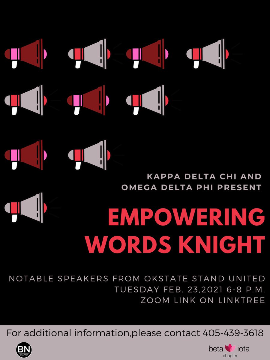 It’s Silver Rose Week!! 🥀 Let’s start off the week this Tuesday (TOMORROW) by coming out to listen to an Empowerment Speech presented by speakers from OKSTATE STAND UNITED via zoom! We cannot wait to you see tomorrow! ✨