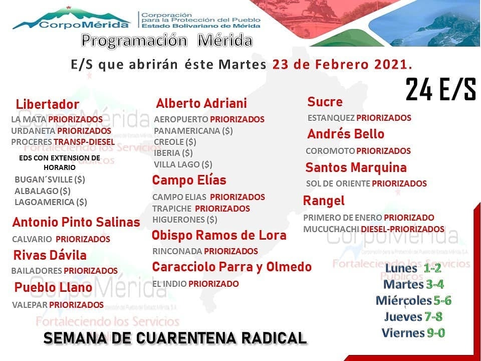 YanaraVivas's tweet photo. ⚠️⛽Estaciones de Servicio que surtirán combustible este martes #23Feb #Mérida
#YoNoHagoElConograma
#SinGasolina #SinCombustible #SinServicios #SinElectricidad #SinGas #SinAgua #SinABA #SinComunicacion
#OjalaLoCumplan https://t.co/KnFlDcqrze