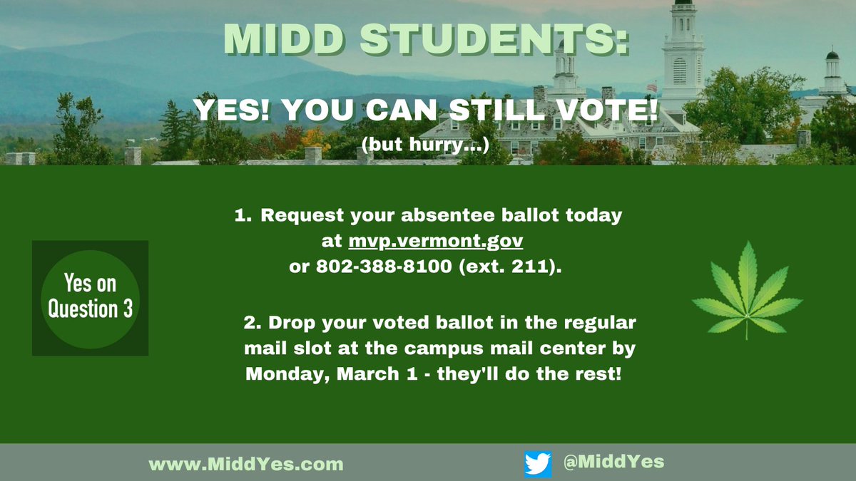 Midd Students: YES you can STILL vote -- but you have to hurry! Request your ballot today.