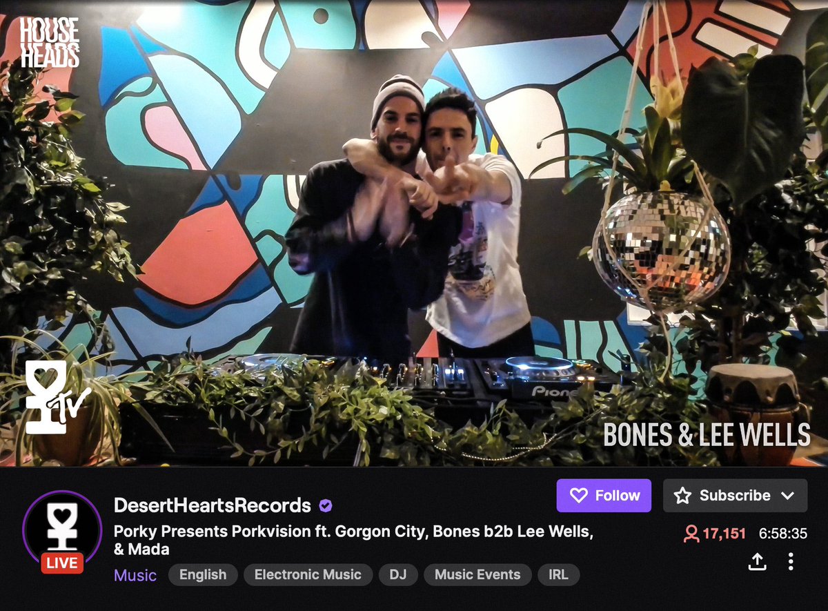 trevorBONES (@trevorbones) on Twitter photo Speechless after last night.
Our <a href="/househeadsla/">househeadsla</a> takeover of <a href="/deserthearts/">DESERT HEARTS</a> twitch saw over 17k viewers! Thank you <a href="/porky_dh/">Porky</a> for letting us do our thing and big shouts to <a href="/gorgoncity/">Gorgon City</a> and @madison_courtny throwing down epic sets.
So much love, we can’t wait to do it again! ❤️🏚 Speechless after last night.
Our <a href="/househeadsla/">househeadsla</a> takeover of <a href="/deserthearts/">DESERT HEARTS</a> twitch saw over 17k viewers! Thank you <a href="/porky_dh/">Porky</a> for letting us do our thing and big shouts to <a href="/gorgoncity/">Gorgon City</a> and @madison_courtny throwing down epic sets.
So much love, we can’t wait to do it again! ❤️🏚