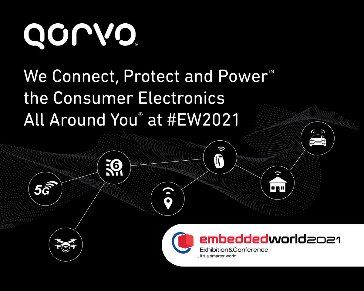 QorvoInc's tweet image. Less than a week until #EmbeddedWorld2021! Let&apos;s work together to  create innovative solutions for the home, automotive, IoT, Wi-Fi systems, 5G networks, and handsets. Join us virtually – visit our site to learn more: qorvo.com/newsroom/trade…