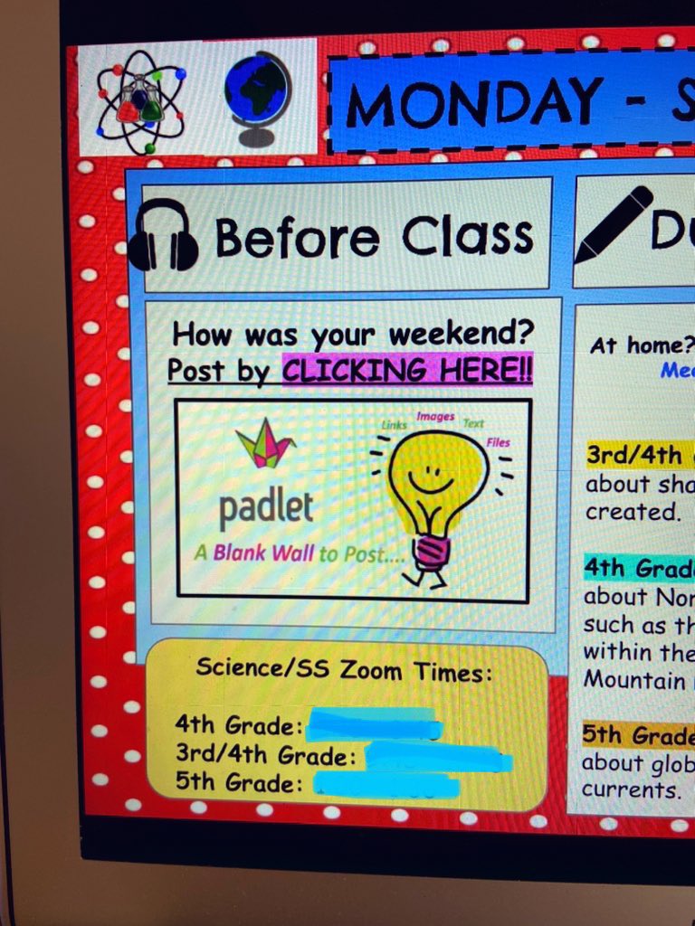 Today, students used Padlet! They could respond anonymously or use their name to express how their weekend was/check-in. Students at home could also participate via the virtual textbook! Happy Digital Learning Week 🤩 <a href="/jswatersschool/">J.S. Waters School</a> #ChathamDigitalLearning