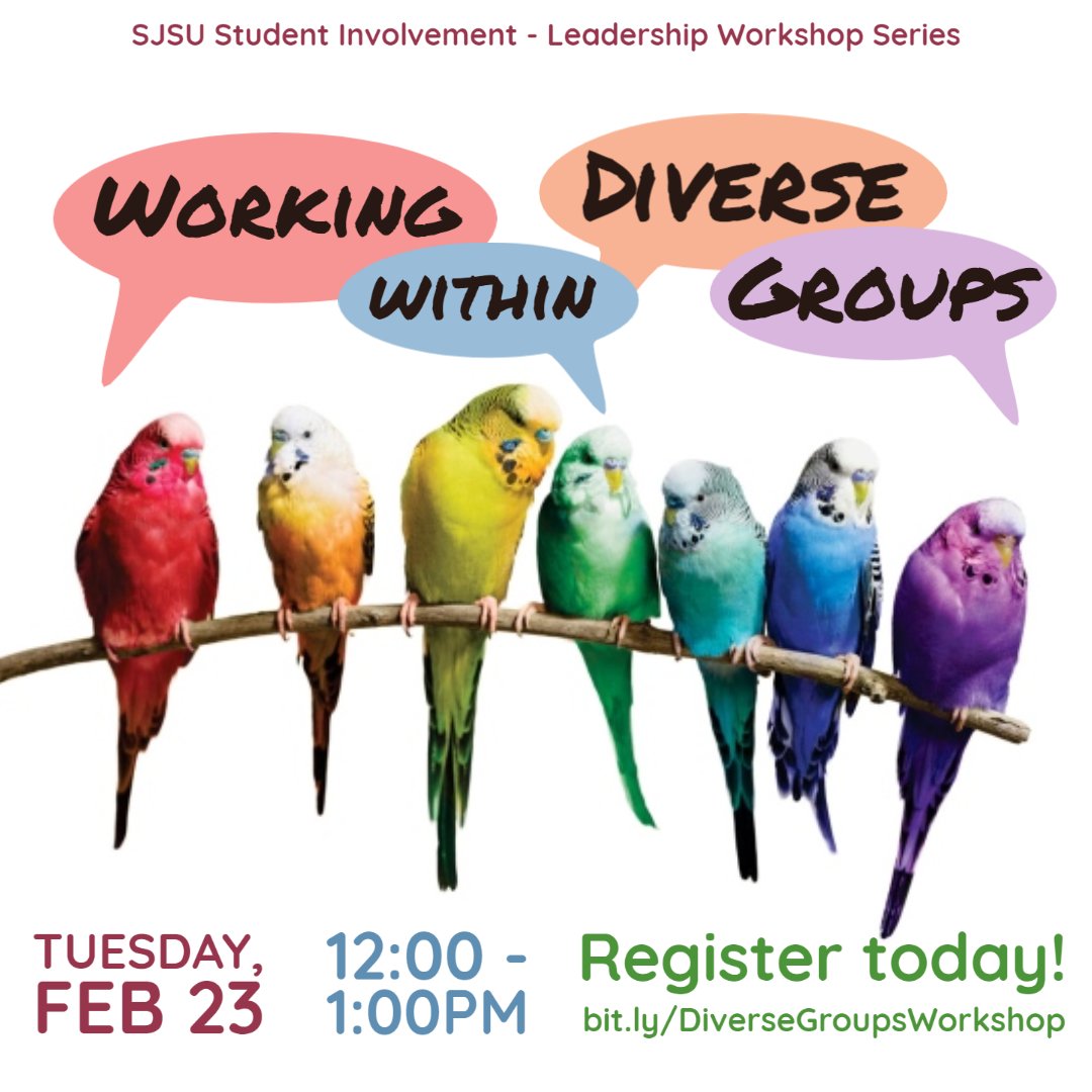 Working within Diverse Groups

Tuesday, Feb 23rd, 12:00 - 1:00pm
bit.ly/DiverseGroupsW…

Join this discussion to learn more about how we can use our diversity as a strength, communicate with others who may think differently, and lead with an authentic and inclusive mindset.
