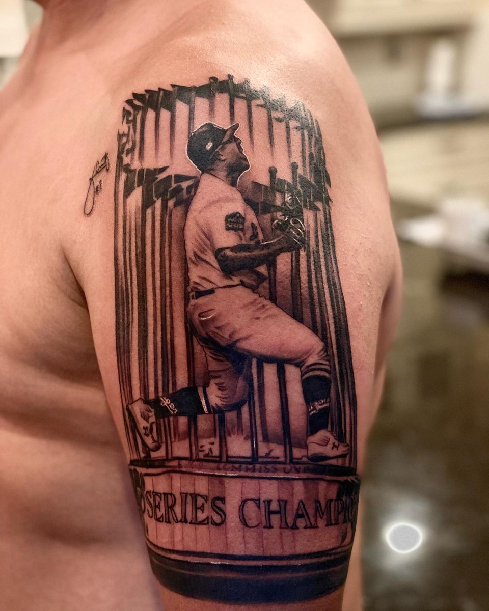 FOX Sports: MLB on X: Julio Urias' father got a tattoo of his son  celebrating the @Dodgers World Series win 👀 (via    / X