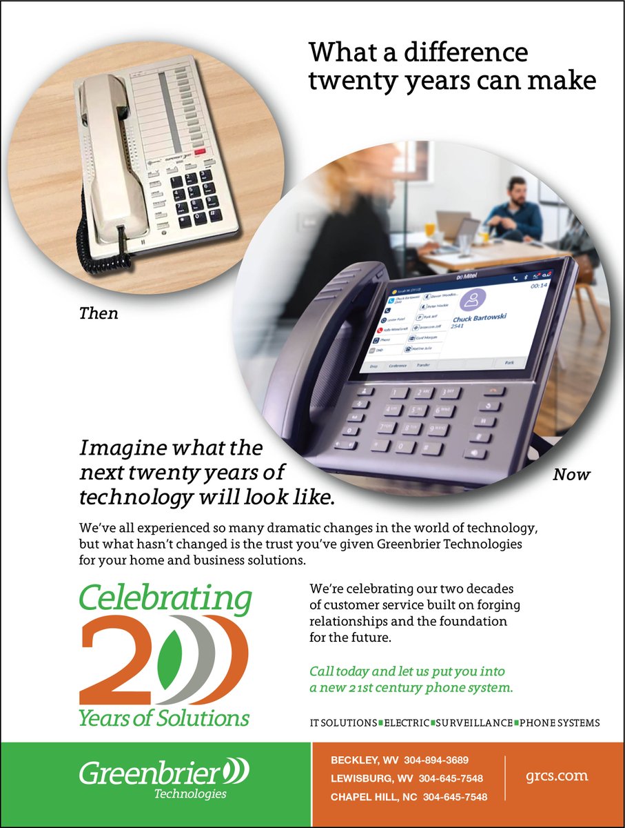GreenbrierTech's tweet image. Celebrating 20 Years of Solutions! #20yearsinbusiness #businessphonesystem #cloudsolutions @Mitel  #weknowsolutions