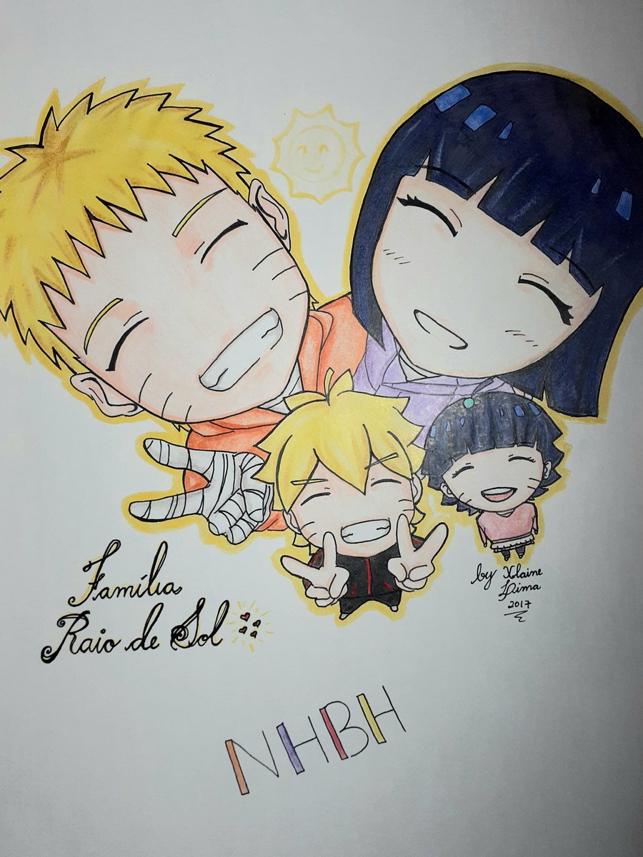 Violletart🎨 on X: Desenhos de 2017 😍💕💕 Naruto e Hinata no dia do  casamento. E no outro desenho eles com seus bebês Boruto e Himawari, em  formato chibi💕💕💕😍  / X