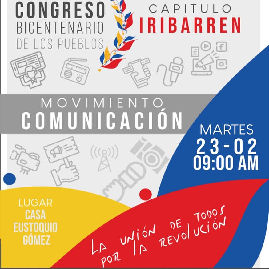 #22Feb//Congreso Bicentenario de los Pueblos. Sector Comunicación_Capitulo Iribarren. Agitación Propaganda y Comunicación (APC)_ Nuestro Encuentro es el Martes. 📅 23/02/2021 🕙 9 am 🕋 Casa Eustaquio Gómez #SectorComunicación @PartidoPSUV @ANNAVENCEDORA @LuisMogollonps1