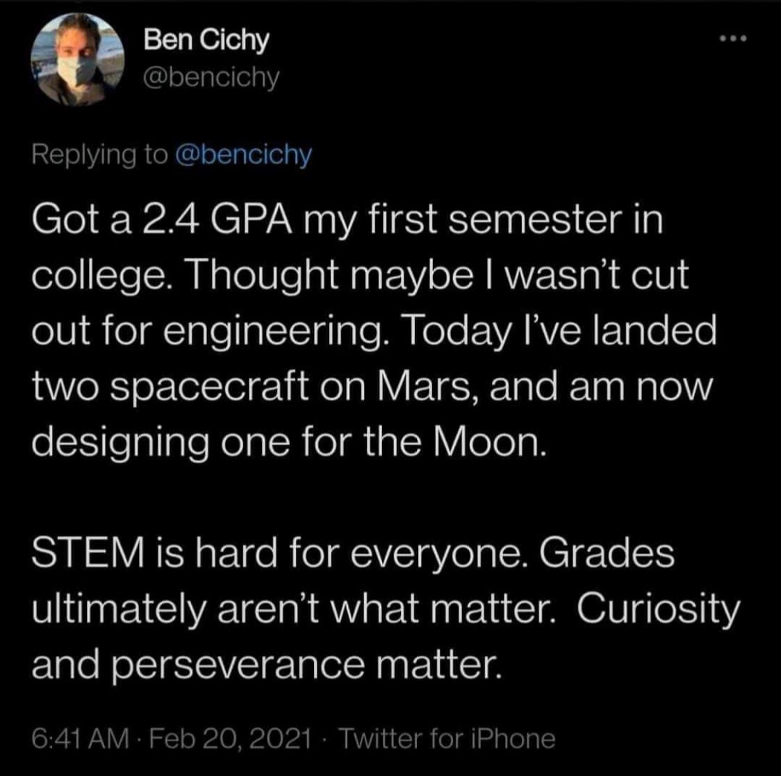 GeorgenaDSelva's tweet photo. Preach 🙌🏼
#TalentOverGrades #PassionProject #AerospaceEngineer #GPADoesNotMatter https://t.co/l24gGWfVWG