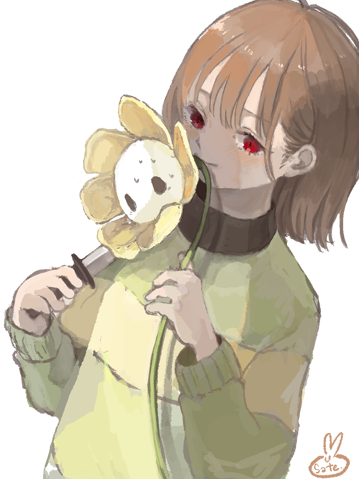 Twitter 上的 さて丸うさ次郎 命乞いしてみなよ アンダーテール Undertale イラスト Gルート Chara キャラ フラウィ 線画 T Co Owz554zcve Twitter