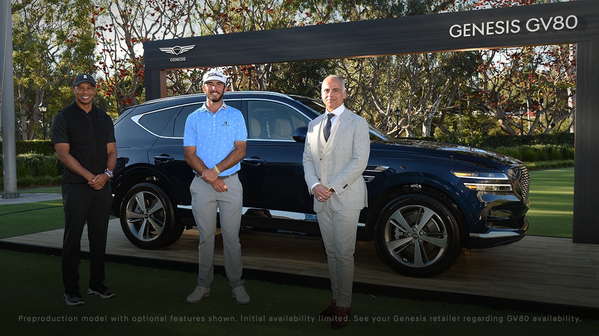 Trophy car. #GenesisGV80
___
Champion #golfer with a champion ride. @TheGenesisInv champion #MaxHoma celebrates his astounding victory at The Riviera Country Club alongside tournament host #TigerWoods and Genesis Motor North America CEO #MarkDelRosso. https://t.co/zd2QWmYP1W