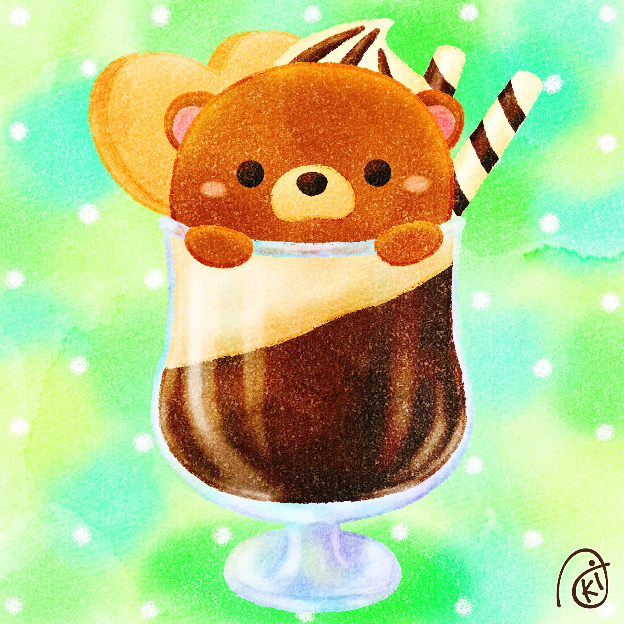 Aki コーヒーゼリーパフェ イラスト お絵描き くま コーヒーゼリー コーヒーゼリーパフェ T Co T8quoxjiuw Twitter