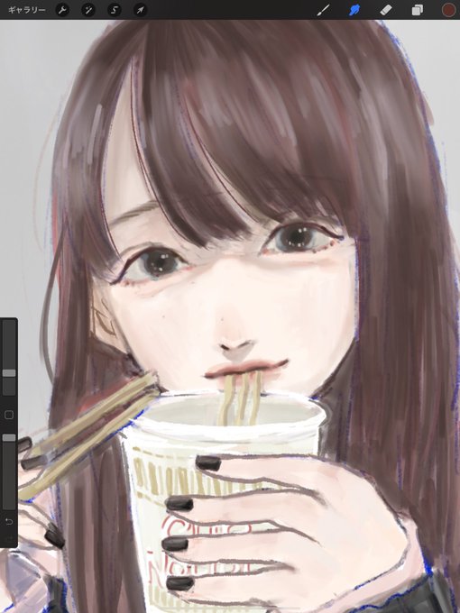 「closed mouth cup ramen」 illustration images(Latest)