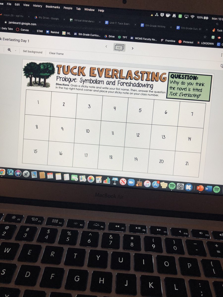 mrsgrimaldi3's tweet photo. Tried something new today and I. LOVE. IT 🤩👏🏼 We used Google Jamboard to collect initial thoughts of the title/cover of our new Novel Study. A huge shoutout to caffeinateandeducate on Instagram for this idea and template organization. Social media is some of the best PD 😉 https://t.co/1K3qNkHSVp