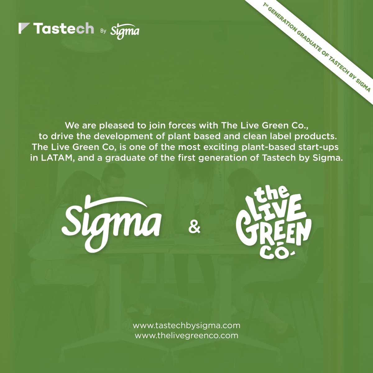 Sigma invests in a minority stake in The Live Green Co., a LATAM startup that blends ancestral wisdom of plant nutrition with biotech and machine learning to develop plant-base foods of the future. We look forward to our collaboration. #tastechbysigma
