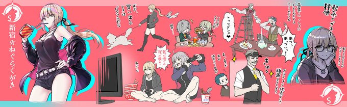 新宿絵。  #FGO #FateGO
推したち描くの楽しすぎて、
用紙がどんどん横に……。 