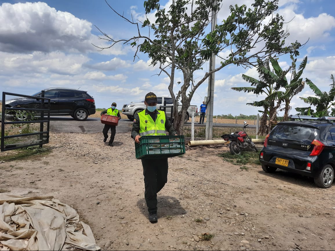 PoliciaVillavo's tweet photo. Nuestros hombres y mujeres de la #ESECU, adelantaron jornada de entrega de elementos de primera necesidad en coordinación del @Bancodealiment2, donde más de 400 familias de las veredas Caños Negros y Juan Bosco, se beneficiaron de la actividad.
#EsUnHonorSerPolicia https://t.co/eTSqVYxV3k