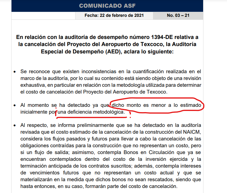 hzamarron's tweet photo. Los "otros datos" del presidente @lopezobrador_ eran correctos.
La Auditoría Superior de la Federación @ASF_Mexico
reconoce que sobreestimaron el costo de cancelación de las obras en el aeropuerto, que no eran los 331 mil millones que reportó: https://t.co/fG0SgZh6Hk