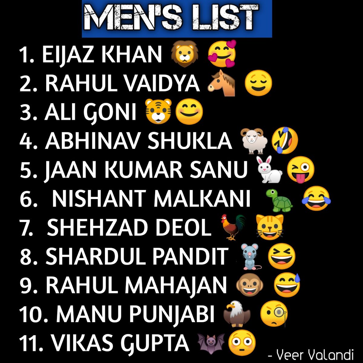 ValandiV's tweet photo. BIGGBOSS 14 CONTESTANTS
๐๐๐ ๐๐๐๐ ๐๏ธ๐๐โ๏ธ
#BiggBoss #BB14 #BiggBoss14 #BB14FinaleWeek #BiggBoss2020 @ColorsTV @VootSelect @justvoot
#EijazKhan #JasmineBhasin #RahulVaidya #AliGoni #EijazWarriors #Jasminians #JasLy #RKVians #Gabbarkigang #ColorsTV scene palta hi nai ๐ฅต๐ https://t.co/drRBUjpoky