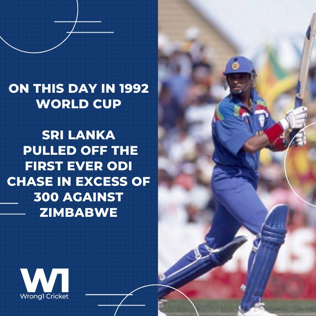 wrong1cricket's tweet photo. First ever 300+ chase. 

#Wrong1 #SrilankaCricket  #ArvindaDeSilva #SanathJayaSuriya #SLvZim https://t.co/XCVVpH9wIJ