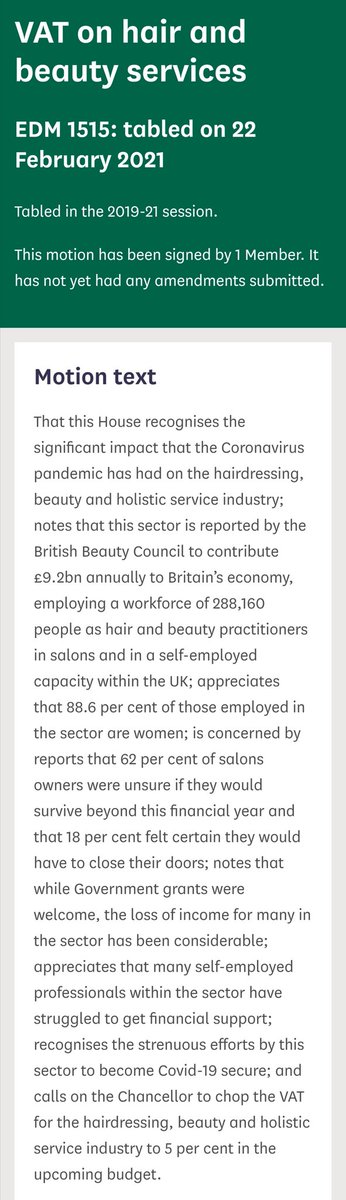 💇‍♀️💇💅 I've been contacted by businesses in Glasgow Central calling on <a href="/RishiSunak/">Rishi Sunak</a> to cut VAT on hair and beauty services in the upcoming UK Gov Budget. 

✍️ I've tabled the following motion - check if your MP has signed: edm.parliament.uk/early-day-moti… 

#SaveOurSalons #ChopTheVAT
