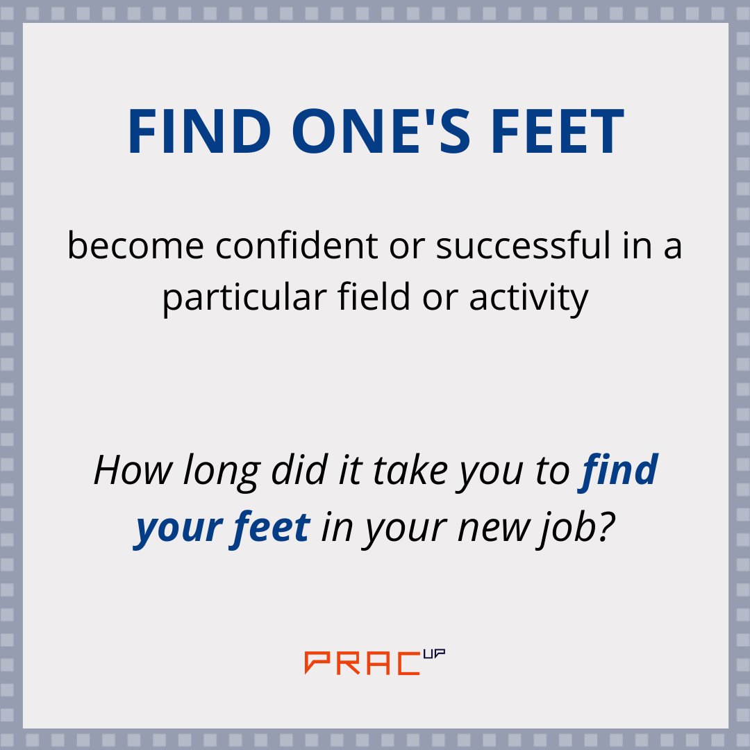 Idiom of the day- Find one's feet

#englishconversationclub #englishidioms #english #englishhome #englischlehrerin #onlineenglish #onlinelearning #idiomsandphrases #idioms_phrasalverbs_proverbs #englishtips #englishmeaning #englishgram #englishgrammar #vocabulary #communication