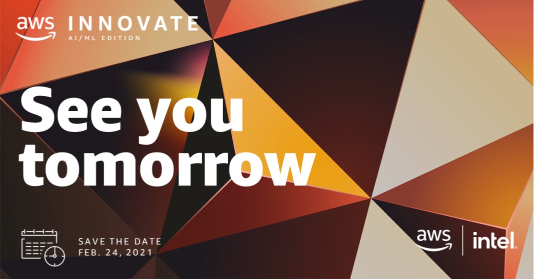 michaelm_info's tweet photo. Last chance to register for #AWSInnovate Online Conference! Don't miss the opportunity to level up your AI &amp; #MachineLearning skills. https://t.co/KW1VQ636Rp https://t.co/IV80eF7yqQ