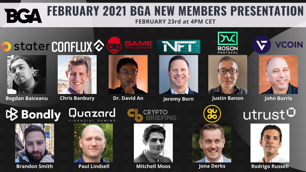 Blockchain Game Alliance (@bgamealliance) on Twitter photo Meet our #BGA new members <a href="/BGameAlliance/">Blockchain Game Alliance</a>
🚨*TODAY* Live @ 4PM CET
📑link.medium.com/ZOqxm3de2db
💻Watch: youtu.be/4Ex2LUBrGTM
@GeniusNft <a href="/Conflux_Network/">Conflux Network Official</a> @thereal_vcoin <a href="/GameInfluencerr/">GameInfluencer</a> <a href="/StaterFinance/">Stater</a> @UTRUST @BondlyFinance @quazardgames <a href="/BosonProtocol/">Boson dACP</a> @Qudocoin <a href="/Crypto_Briefing/">Crypto Briefing</a> Meet our #BGA new members <a href="/BGameAlliance/">Blockchain Game Alliance</a>
🚨*TODAY* Live @ 4PM CET
📑link.medium.com/ZOqxm3de2db
💻Watch: youtu.be/4Ex2LUBrGTM
@GeniusNft <a href="/Conflux_Network/">Conflux Network Official</a> @thereal_vcoin <a href="/GameInfluencerr/">GameInfluencer</a> <a href="/StaterFinance/">Stater</a> @UTRUST @BondlyFinance @quazardgames <a href="/BosonProtocol/">Boson dACP</a> @Qudocoin <a href="/Crypto_Briefing/">Crypto Briefing</a>