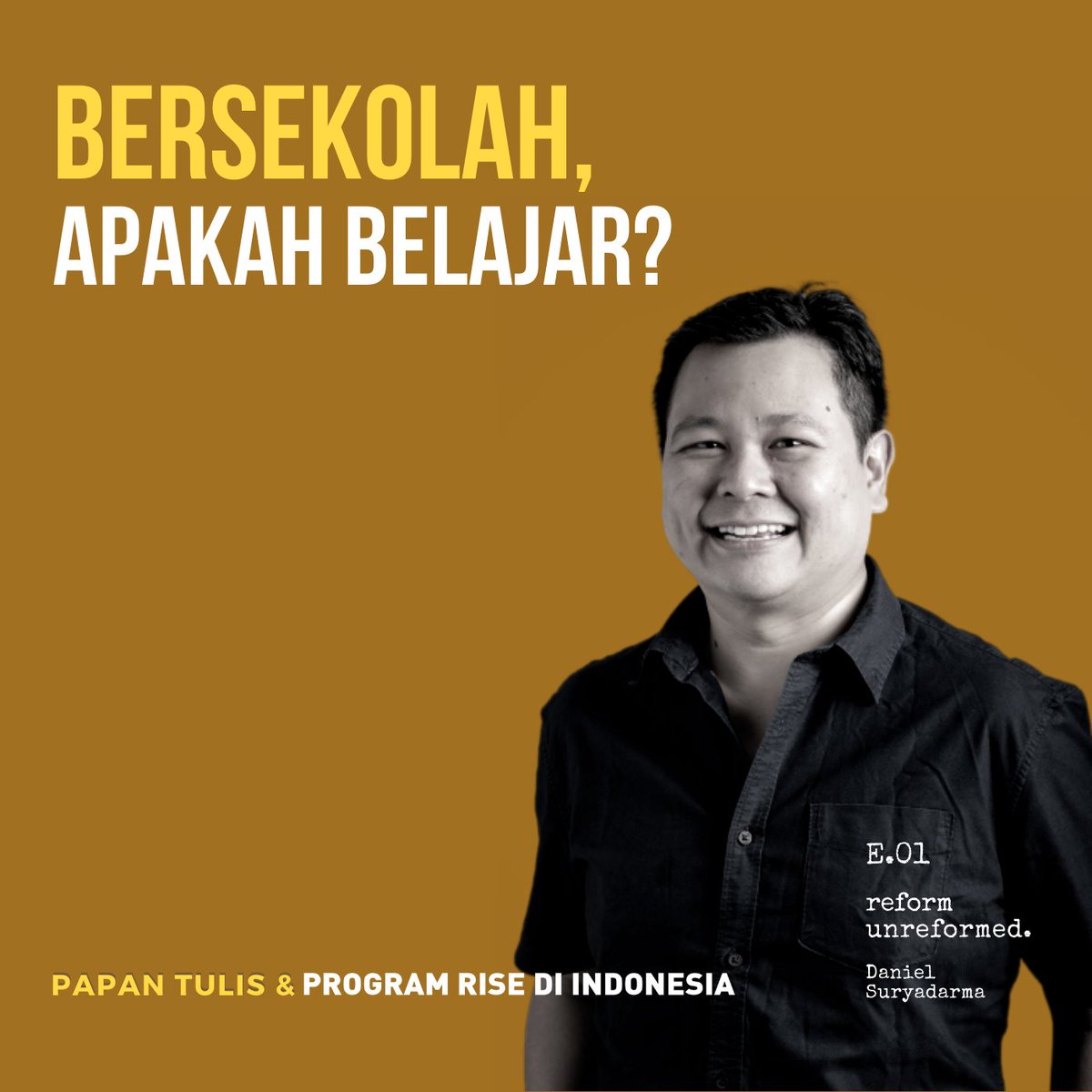 Kenapa tingkat partisipasi dan pencapaian sekolah di Indonesia yang tinggi tidak sejalan dengan peningkatan pembelajaran? Apakah sebenarnya anak-anak kita di sekolah tidak belajar?

Temukan jawabannya dalam episode 1 #PapanTulisxRISE!

bit.ly/ReformUnreform…