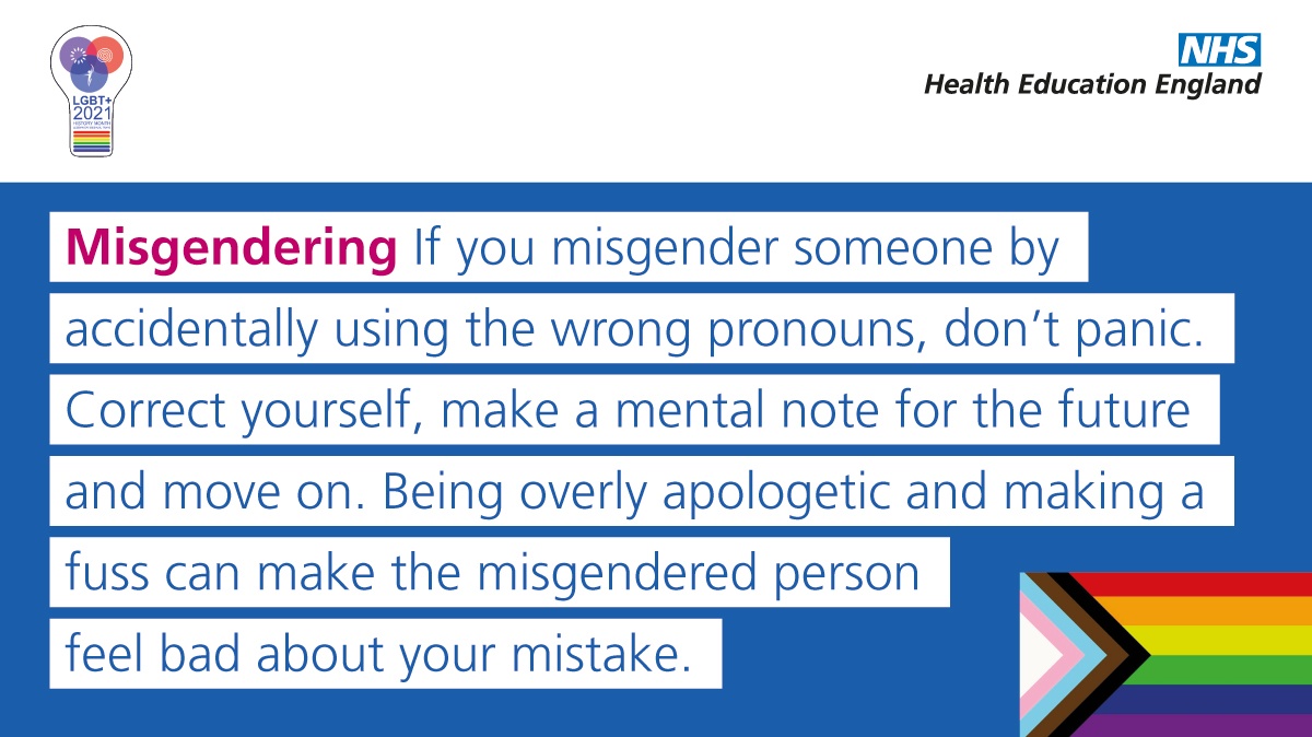 NHS HEE no Twitter: "Today, we're focusing on misgendering, which is one of  the most common unintentional blunders made by cisgender people. Why not  try adding your pronouns to your email signature,