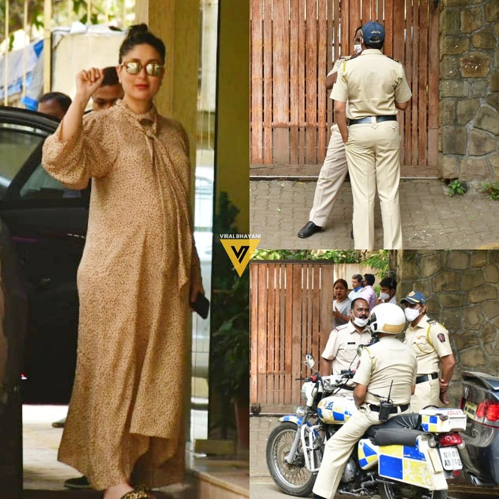 viralbhayani77's tweet image. No we did not say hello to the baby this time instead we said hello to the well guarded cops 😭😯 #kareenakapoorkhan #babyno2👶