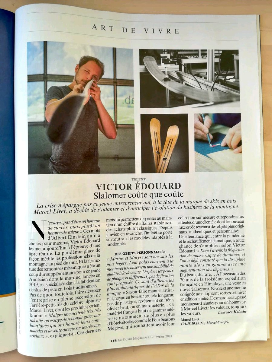 Une belle mise en avant des skis en bois Marcel Livet conçus sur le territoire du <a href="/Lac_Annecy/">Lac Annecy Tourisme (compte non opérationnel)</a>, cette semaine dans <a href="/Le_Figaro/">Le Figaro</a> en collaboration avec <a href="/SavoieMontBlanc/">Savoie Mont Blanc</a> et l'Office de Tourisme du Lac d'Annecy ! 

 #ilakeannecy #savoiemontblanc #lacannecy #madeinfrance