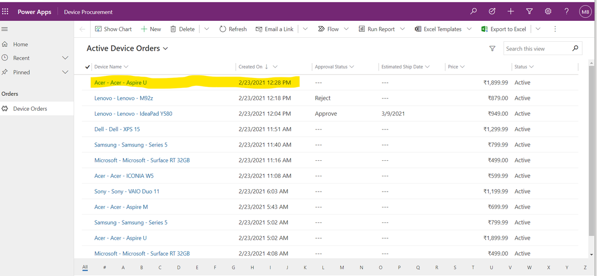 mayur_bagwe's tweet photo. Apps developed on the #Microsoftpowerplatform. Device ordering application build using #MicrosoftPowerAutomate, #MicrosoftFlow #PowerCanvasApp, #Dataverse #GPPB21Mum #GPPB2021  
Special thanks to AC @TalkOrTweets &amp; @_TusharLaad.  for conducting the workshop. @hackmum !! https://t.co/WNL0jFJyl8