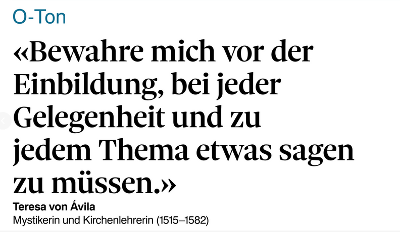 eggersnsf's tweet photo. "Save me from the vanity of having to say something at every opportunity and on every subject."

More advice on #sciencecommunication, this time from Teresa of Ávila (1515-1582). 

Spot on. https://t.co/OrzLuJSNMf