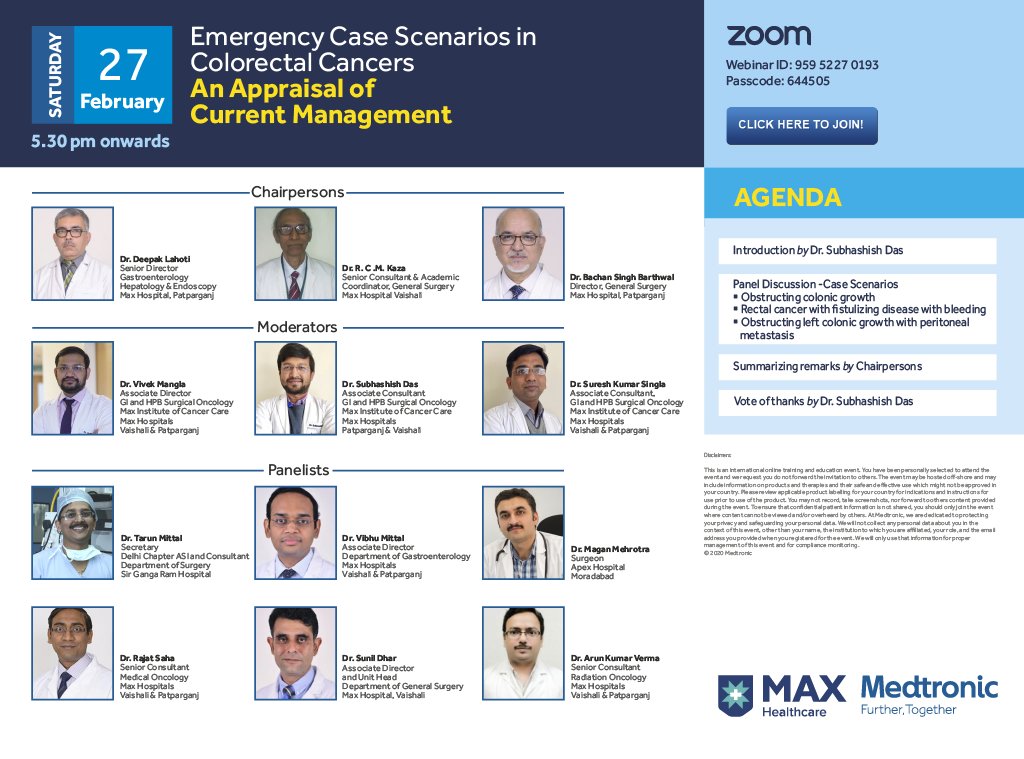 drmangla_vivek's tweet photo. Colon and rectal cancer emergencies: obstruction and perforation #drvivekmangla #oncosurgeon #gastrointestinalsurgeon Join us on 27 Feb 5:30pm onwards on Zoom :-https://t.co/EbfReAJdzf https://t.co/50KvR7m9mN