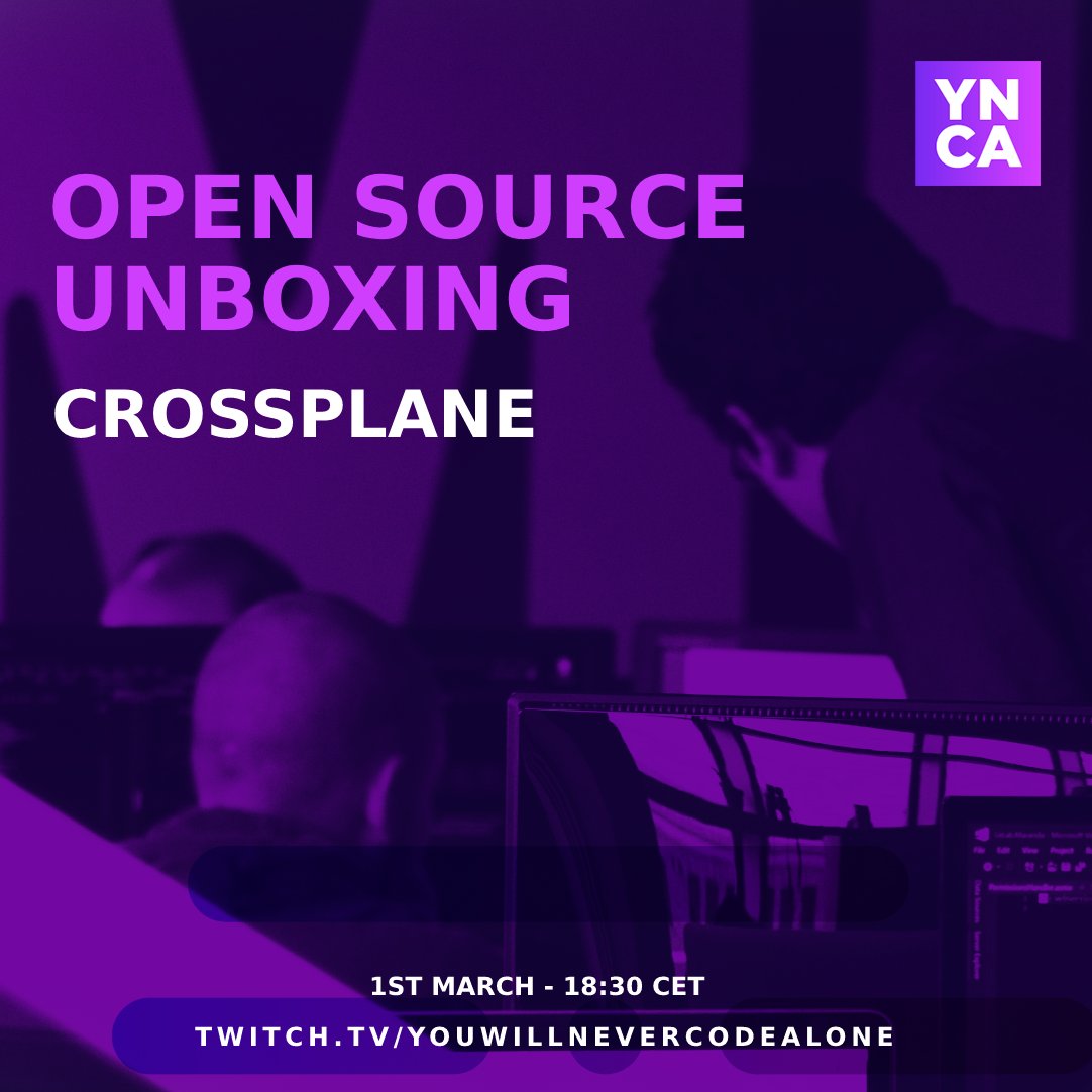 dontcodealone's tweet image. Habeis decidido: ; el día 1 de Marzo (Lunes) a las 18.30 CET @borjareinares y @javierprovecho estarán en directo en twitch.tv/youwillneverco… descubriendo @crossplane_io. ¿Quieres conocerlo con nosotros? No te lo pierdas, ¡únete a la comunidad 🤓!