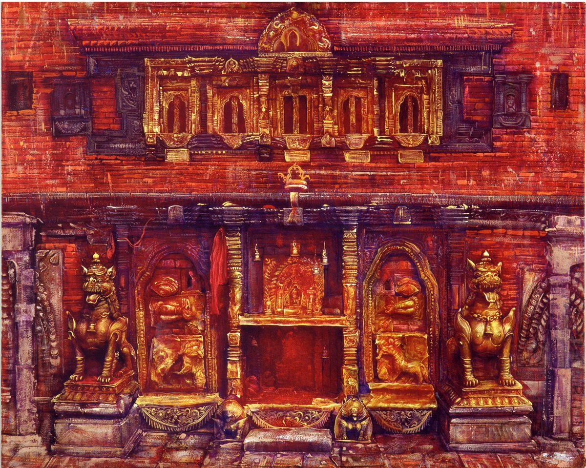 Golden Temple Bhaktapur Nepal  　91×31cm  2014 #Artworks   #芸術  #絵画  #Nepal   #oilpaintings     #paintings   #artontwitter #ArtistOnTwitter  #Bhaktapur  #temperapainting  #भक्तपुर #भादगाउँ #temple #DurbarSquare #art #peinture #arte #japaneseart